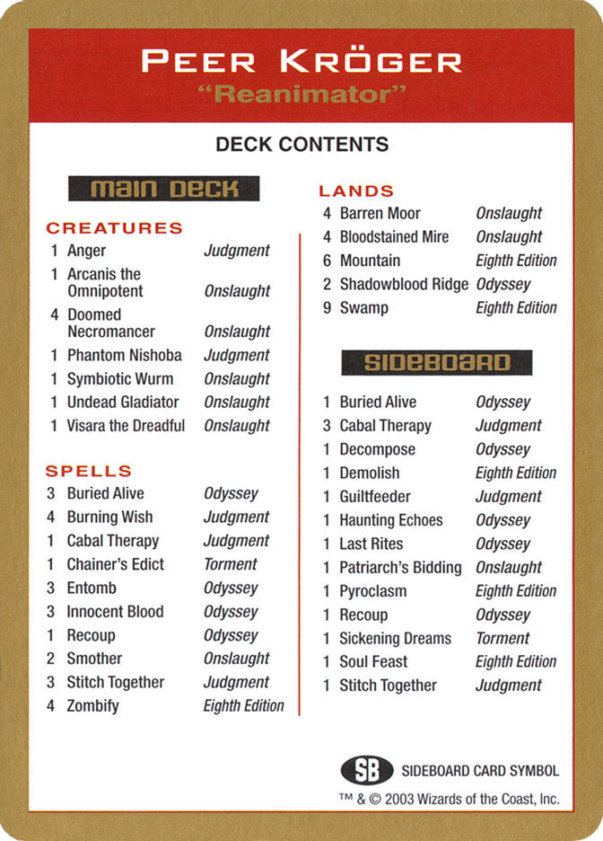 Peer Kroger Decklist [World Championship Decks 2003] | Gear Gaming Fayetteville