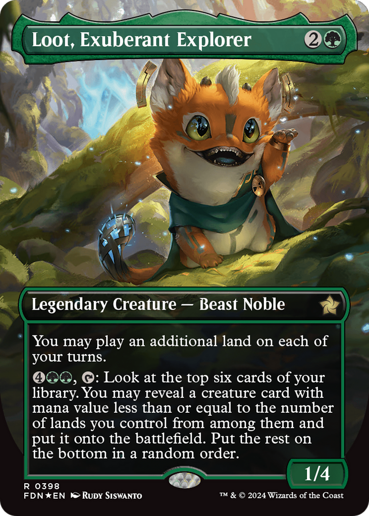 Loot, Exuberant Explorer (Borderless) (Mana Foil) [Foundations] | Gear Gaming Fayetteville