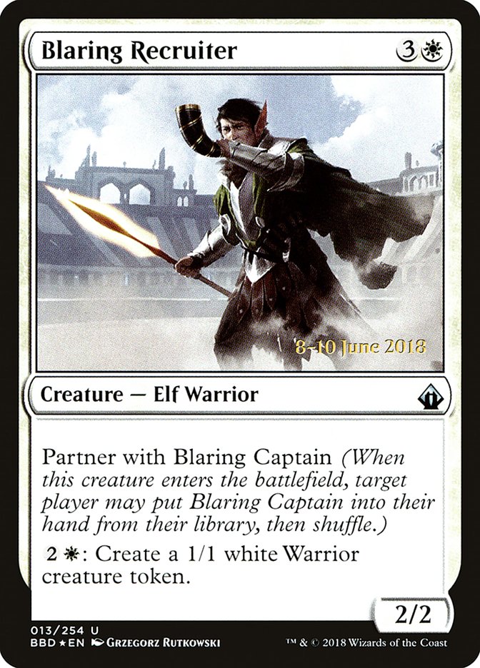 Blaring Recruiter (Prerelease) [Battlebond Prerelease Promos] | Gear Gaming Fayetteville