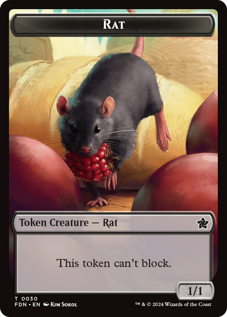 Elf Warrior // Rat (0030) Double-Sided Token [Foundations Tokens] | Gear Gaming Fayetteville