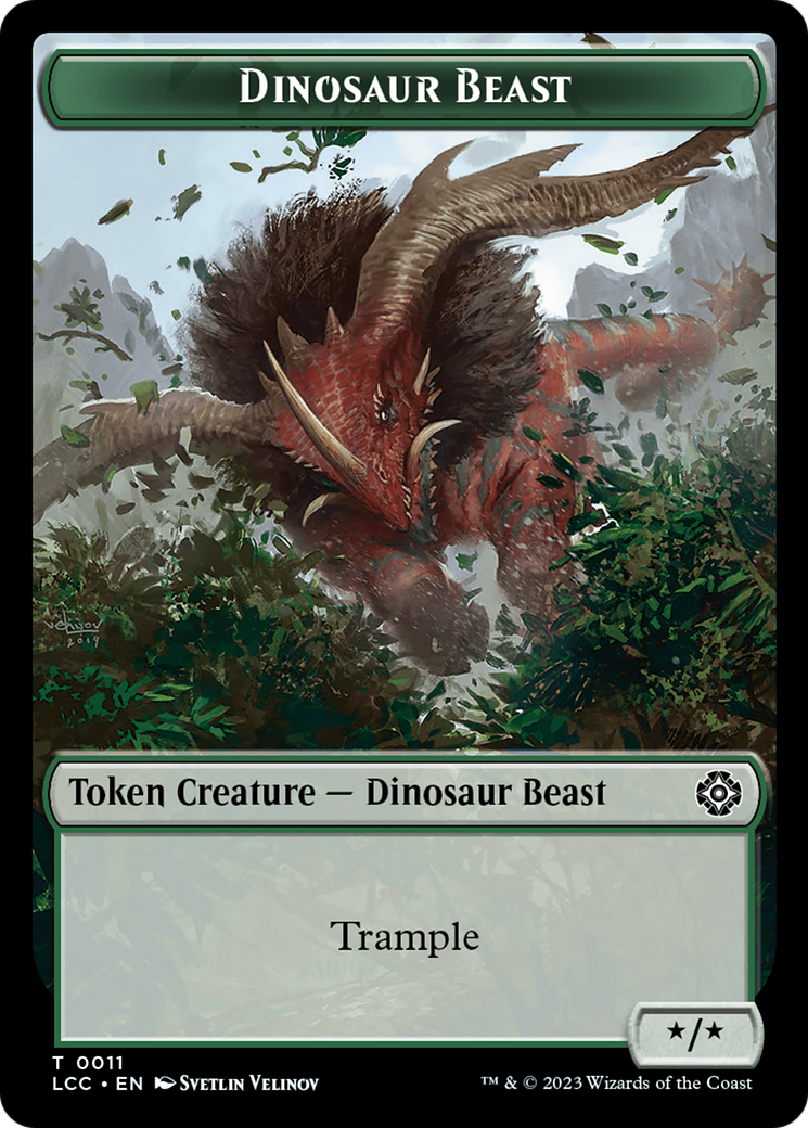 Dinosaur Beast // Dinosaur Double-Sided Token [The Lost Caverns of Ixalan Commander Tokens] | Gear Gaming Fayetteville