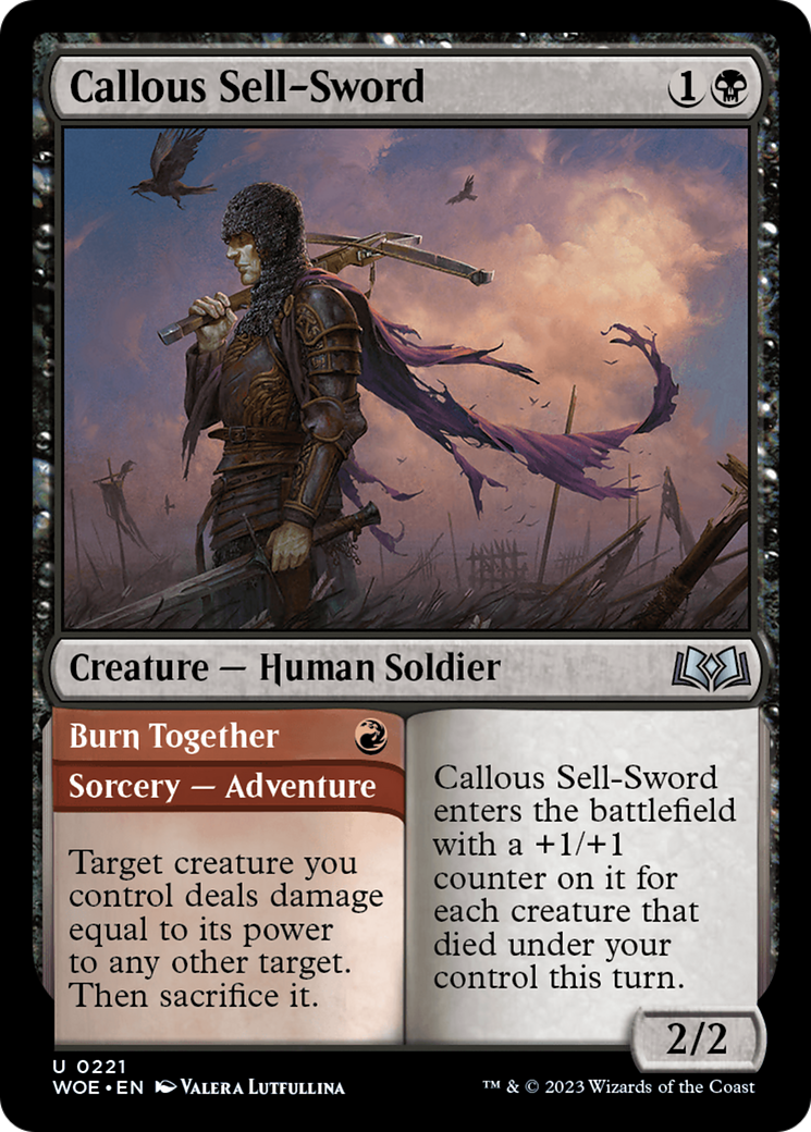 Callous Sell-Sword // Burn Together [Wilds of Eldraine] | Gear Gaming Fayetteville