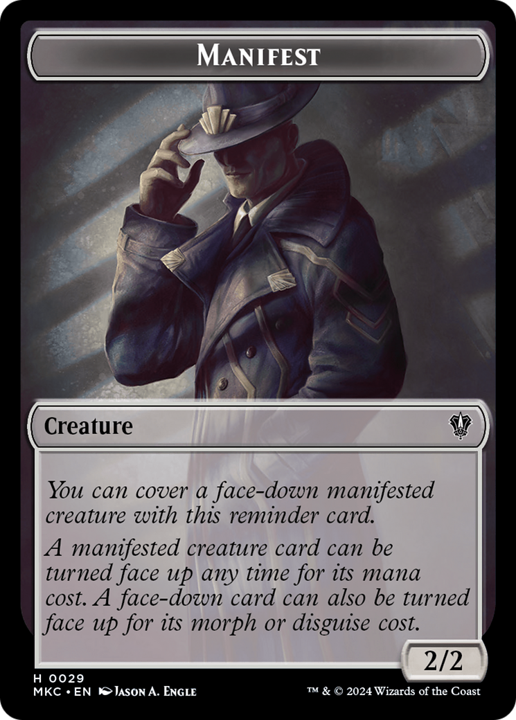 Saproling // Manifest Double-Sided Token [Murders at Karlov Manor Commander Tokens] | Gear Gaming Fayetteville