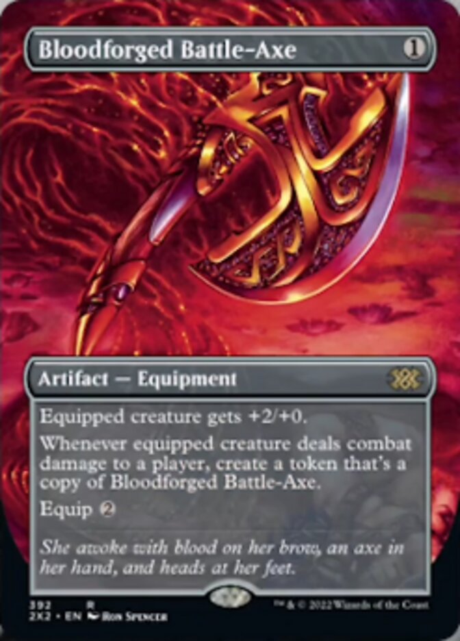 Bloodforged Battle-Axe (Borderless Alternate Art) [Double Masters 2022] | Gear Gaming Fayetteville