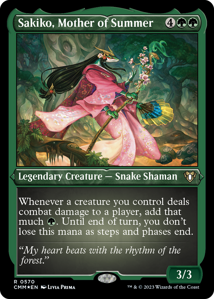 Sakiko, Mother of Summer (Foil Etched) [Commander Masters] | Gear Gaming Fayetteville