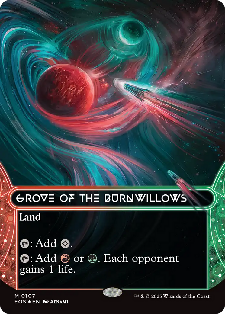 Grove of the Burnwillows (0107) (Borderless) (Galaxy Foil) [Edge of Eternities: Stellar Sights] | Gear Gaming Fayetteville