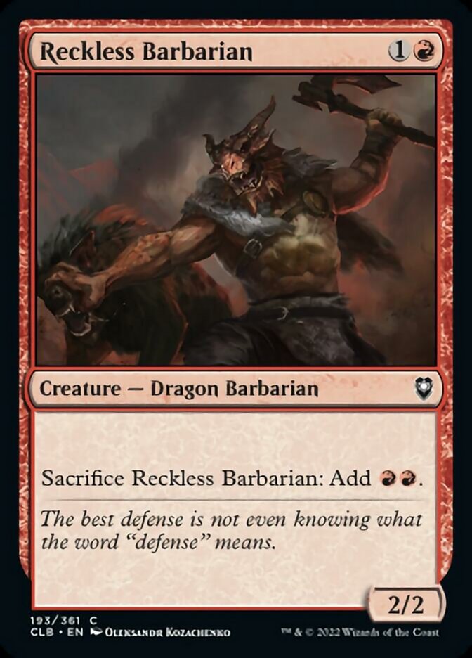 Reckless Barbarian [Commander Legends: Battle for Baldur's Gate] | Gear Gaming Fayetteville