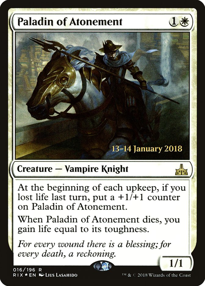 Paladin of Atonement [Rivals of Ixalan Prerelease Promos] | Gear Gaming Fayetteville