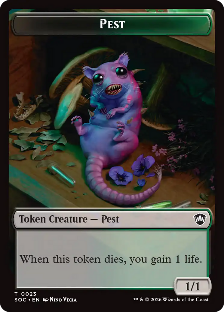 Saproling // Pest (0023) Double-Sided Token [Secrets of Strixhaven Commander Tokens] | Gear Gaming Fayetteville