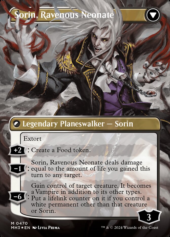 Sorin of House Markov // Sorin, Ravenous Neonate (Borderless) (Textured Foil) [Modern Horizons 3] | Gear Gaming Fayetteville