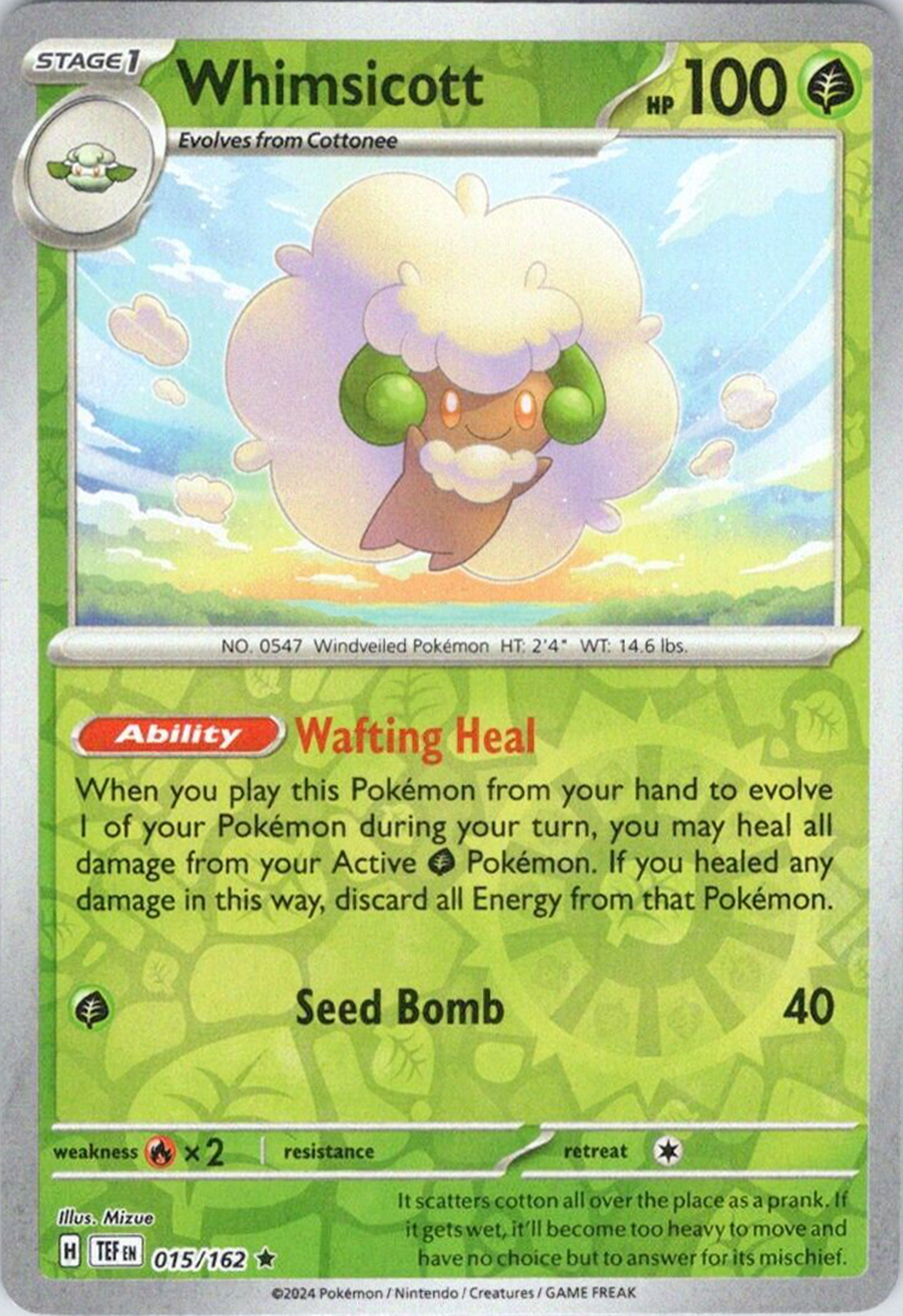 Whimsicott (015/162) [Scarlet & Violet: Temporal Forces] | Gear Gaming Fayetteville