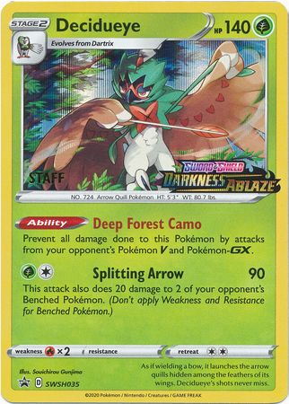 Decidueye (SWSH035) (Staff Prerelease Promo) [Sword & Shield: Black Star Promos] | Gear Gaming Fayetteville