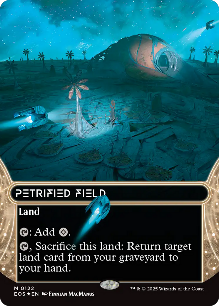 Petrified Field (0122) (Borderless) (Galaxy Foil) [Edge of Eternities: Stellar Sights] | Gear Gaming Fayetteville