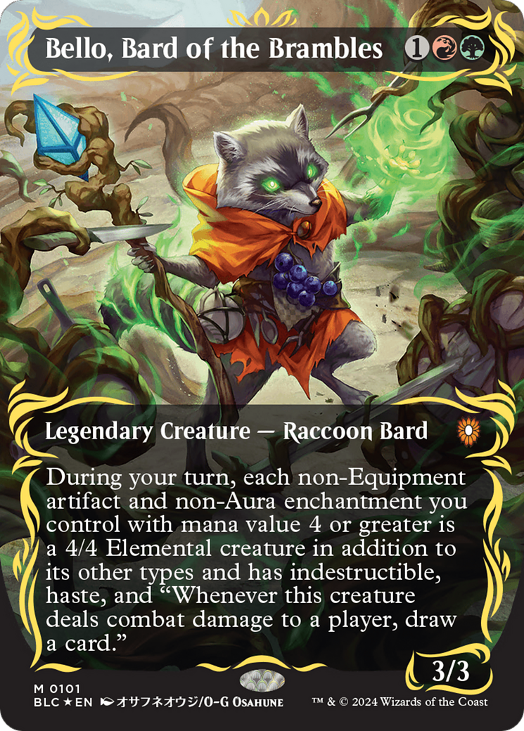 Bello, Bard of the Brambles (Borderless) (Raised Foil) [Bloomburrow Commander] | Gear Gaming Fayetteville