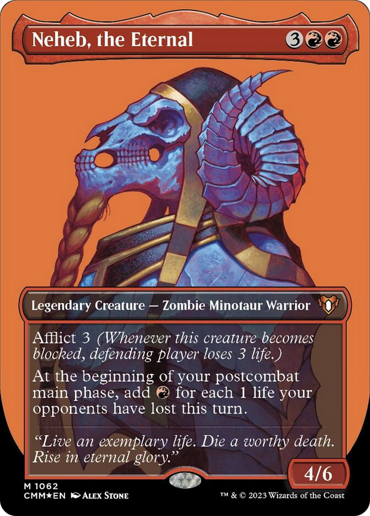 Neheb, the Eternal (Borderless Textured Foil Frame Break) [Commander Masters] | Gear Gaming Fayetteville