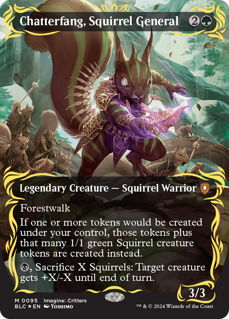 Chatterfang, Squirrel General (Borderless) (Raised Foil) [Bloomburrow Commander] | Gear Gaming Fayetteville