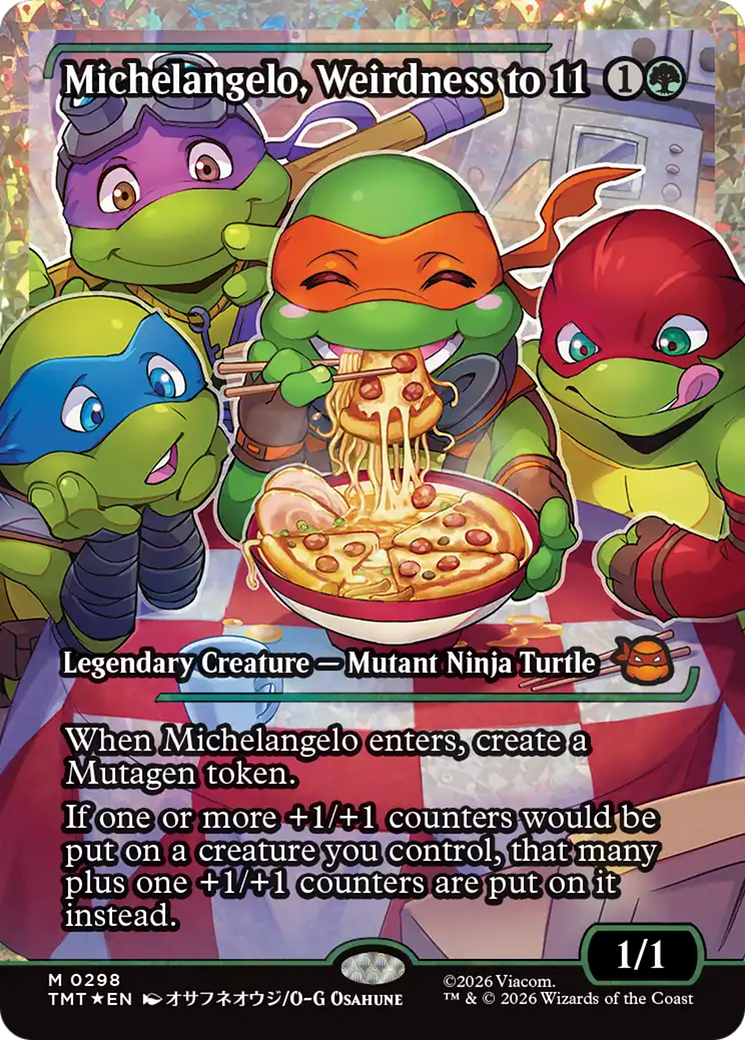 Michelangelo, Weirdness to 11 (Showcase) (Fracture Foil) [Teenage Mutant Ninja Turtles] | Gear Gaming Fayetteville