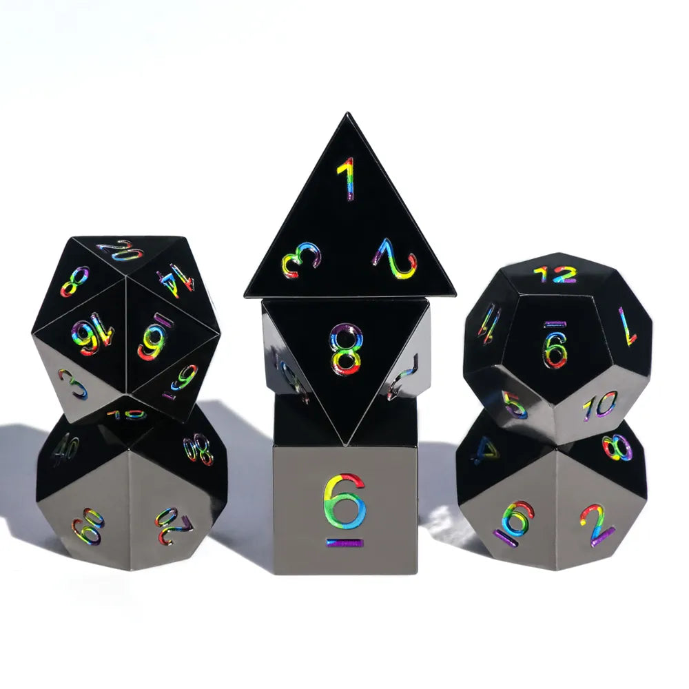 Dark Rainbow Metal Dice 7pcs Dice Set | Gear Gaming Fayetteville