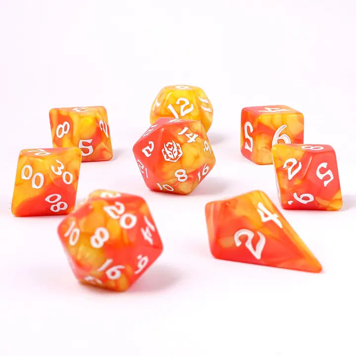 Wyrmforged Rollers-  Rounded edge 8-piece Polyhedral Dice Set: Fae Candy | Gear Gaming Fayetteville