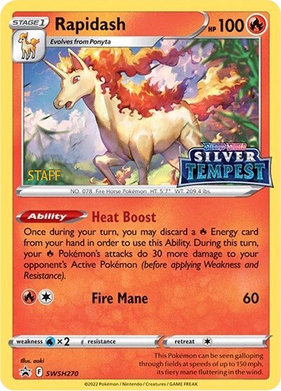 Rapidash (SWSH270) (Prerelease) (Staff) [Sword & Shield: Black Star Promos] | Gear Gaming Fayetteville