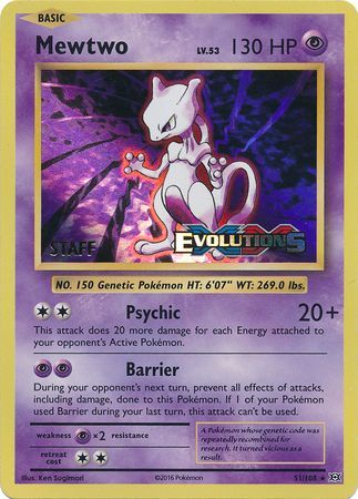 Mewtwo (51/108) (XY Evolutions Staff Prerelease) [XY: Black Star Promos] | Gear Gaming Fayetteville