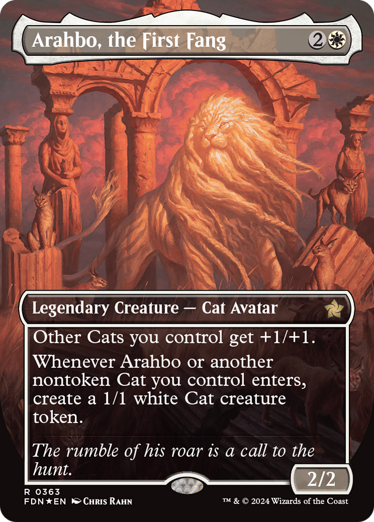 Arahbo, the First Fang (Borderless) (Mana Foil) [Foundations] | Gear Gaming Fayetteville