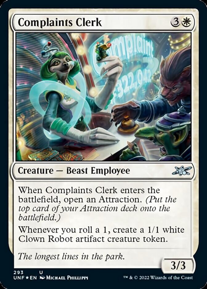 Complaints Clerk (Galaxy Foil) [Unfinity] | Gear Gaming Fayetteville