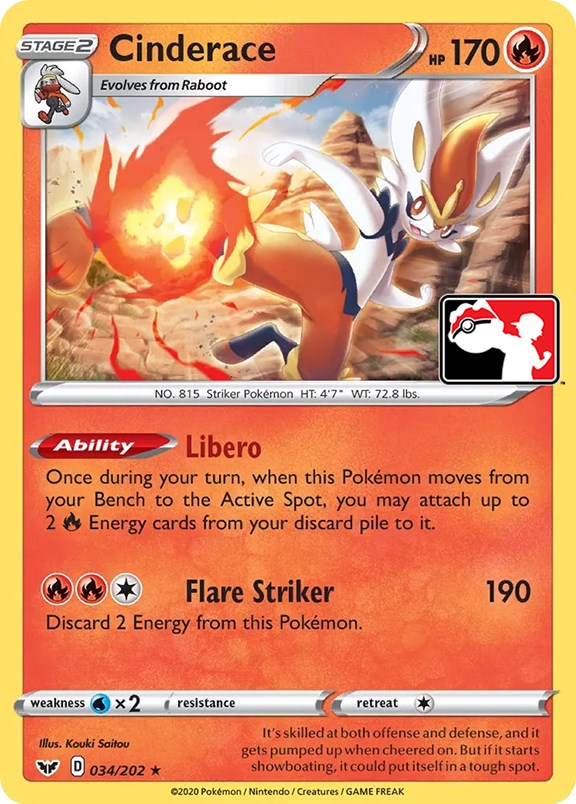 Cinderace (034/202) [Prize Pack Series One] | Gear Gaming Fayetteville