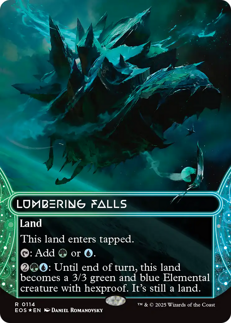Lumbering Falls (0114) (Borderless) (Galaxy Foil) [Edge of Eternities: Stellar Sights] | Gear Gaming Fayetteville