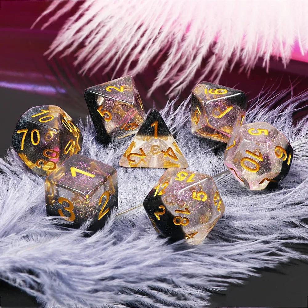 Crystal Ice Black/Clear Dice 7pcs Dice Set | Gear Gaming Fayetteville