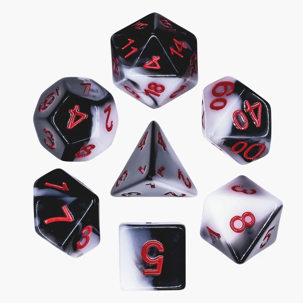 Warrior Black/White Dice 7pcs Dice Set | Gear Gaming Fayetteville