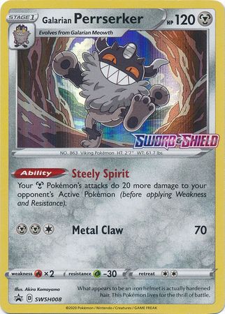 Galarian Perrserker (SWSH008) (Prerelease Promo) [Sword & Shield: Black Star Promos] | Gear Gaming Fayetteville