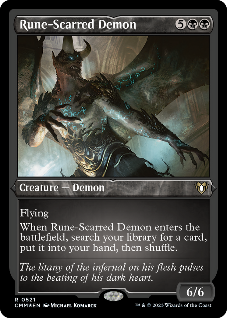 Rune-Scarred Demon (Foil Etched) [Commander Masters] | Gear Gaming Fayetteville