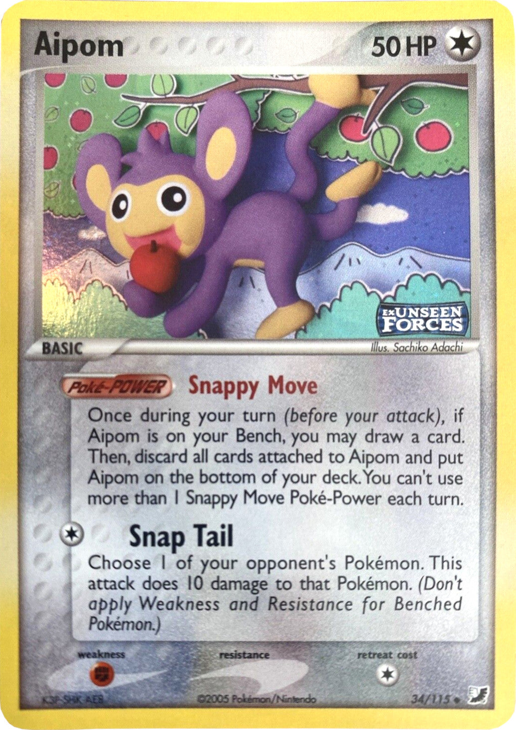 Aipom (34/115) (Stamped) [EX: Unseen Forces] | Gear Gaming Fayetteville