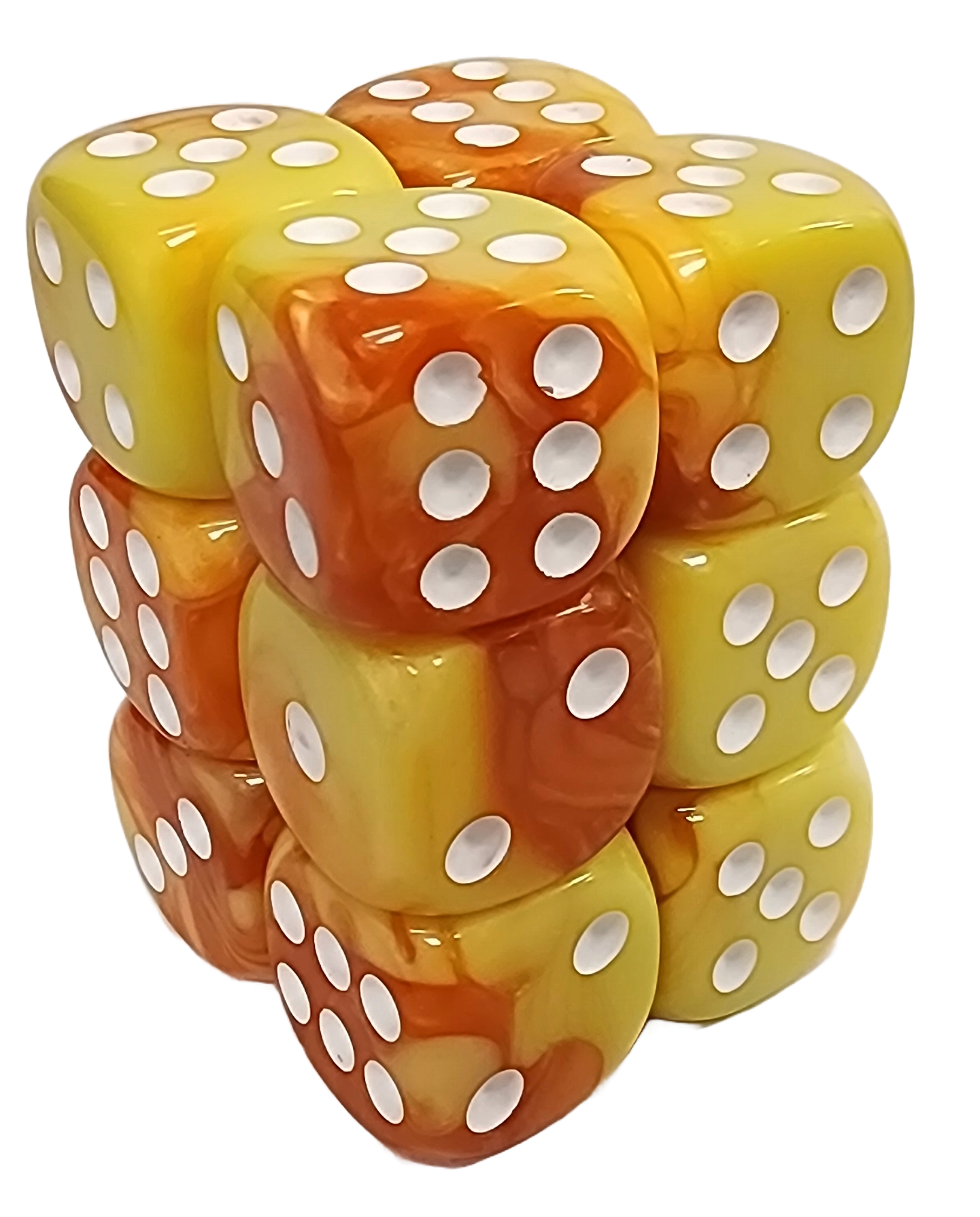 Yellow+Orange 16mm D6 block of 12 dice | Gear Gaming Fayetteville