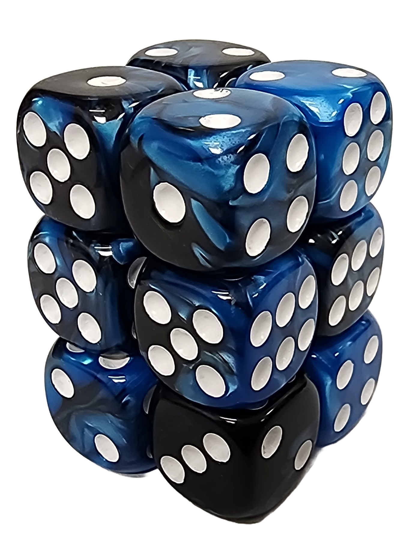 Black+Blue 16mm D6 block of 12 dice | Gear Gaming Fayetteville