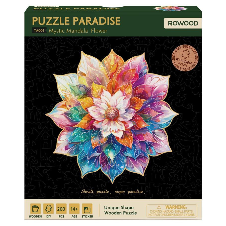 Puzzle: Wooden: Mystic Mandala Flower 200 piece | Gear Gaming Fayetteville