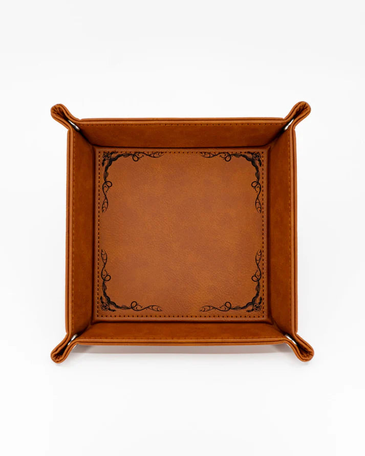 Dragon Border | Vegan Leather Dice Rolling Tray - Chestnut | Gear Gaming Fayetteville