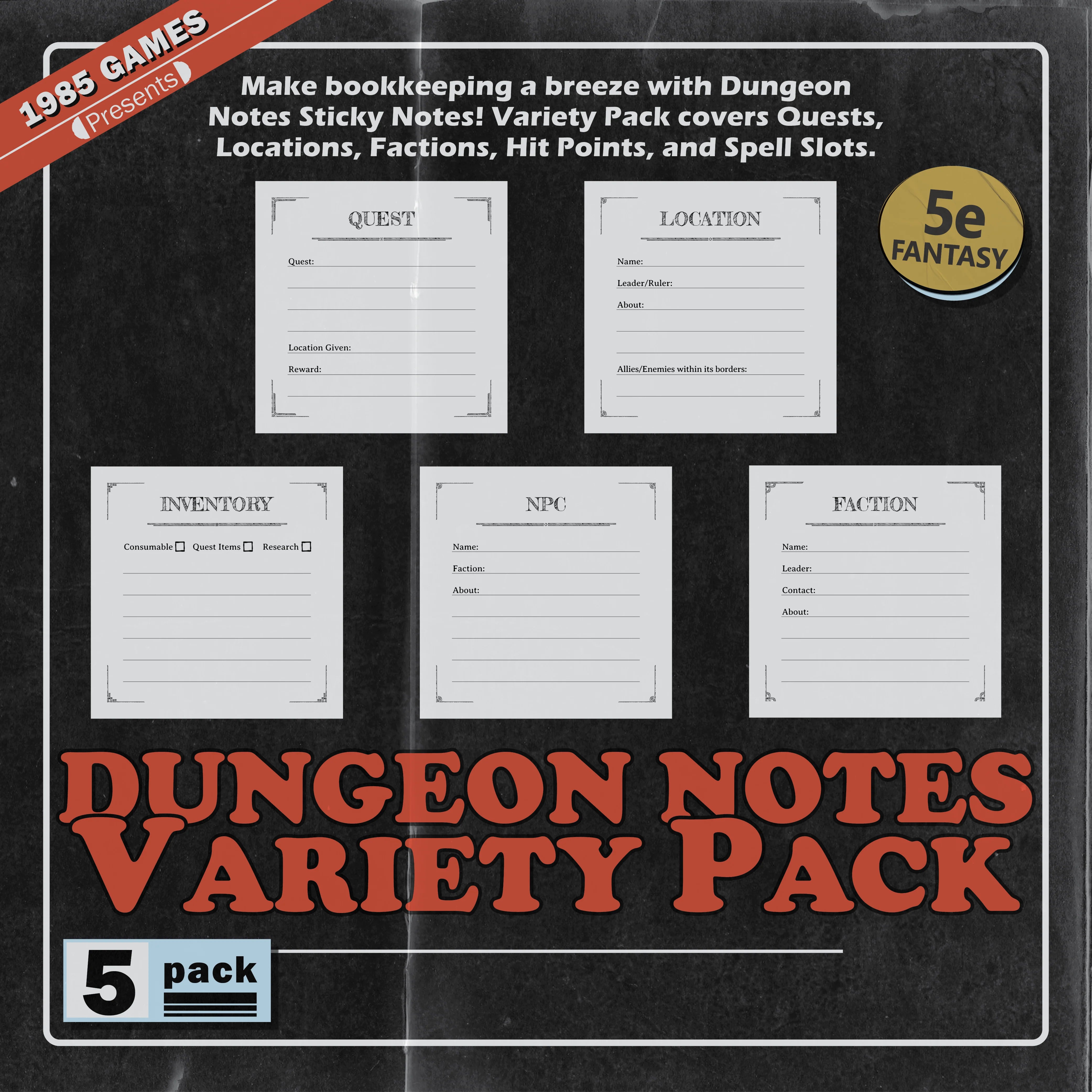 Dungeon Sticky Notes - Variety Pack | Gear Gaming Fayetteville