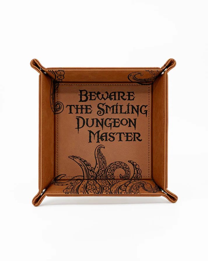 Beware the Smiling DM | Vegan Leather Dice Rolling Tray | Gear Gaming Fayetteville