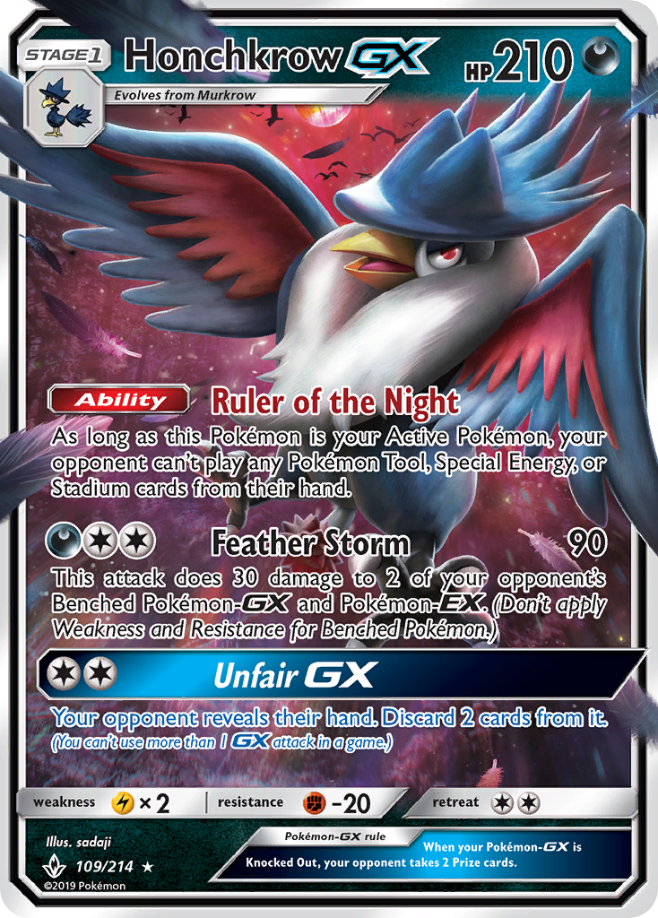 Honchkrow GX (109/214) [Sun & Moon: Unbroken Bonds] | Gear Gaming Fayetteville