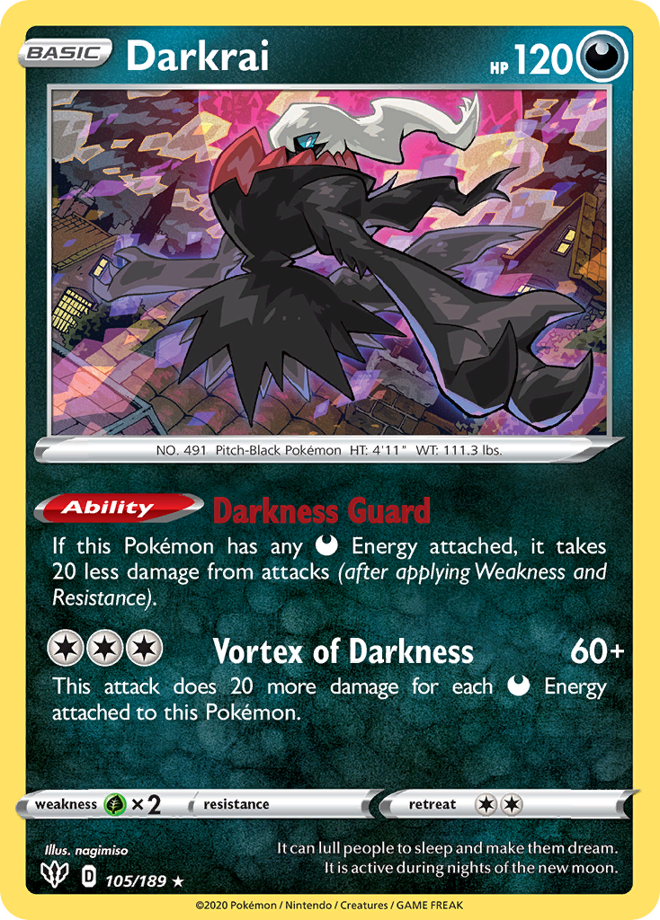 Darkrai (105/189) (Cosmos Holo) [Sword & Shield: Darkness Ablaze] | Gear Gaming Fayetteville