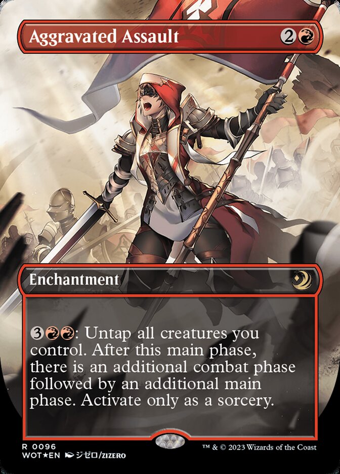 Aggravated Assault (Anime Borderless) (Confetti Foil) [Wilds of Eldraine: Enchanting Tales] | Gear Gaming Fayetteville