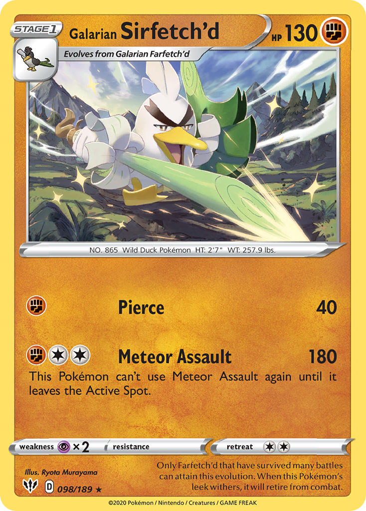 Galarian Sirfetch'd (098/189) (Cracked Ice holo) (Theme Deck Exclusive) [Sword & Shield: Darkness Ablaze] | Gear Gaming Fayetteville