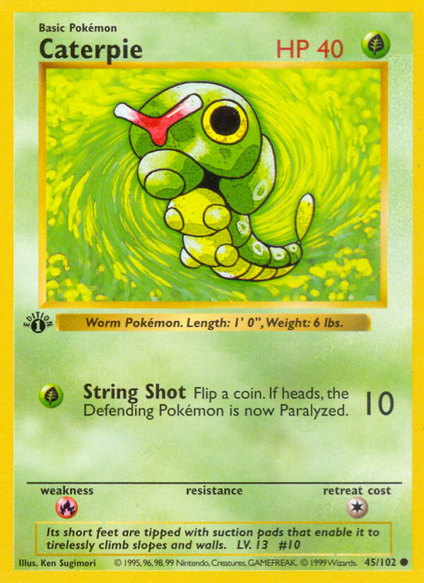 Caterpie (45/102) (Shadowless) [Base Set 1st Edition] | Gear Gaming Fayetteville