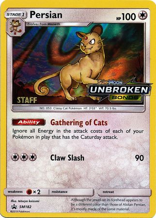 Persian (SM182) (Staff Prerelease Promo) [Sun & Moon: Black Star Promos] | Gear Gaming Fayetteville