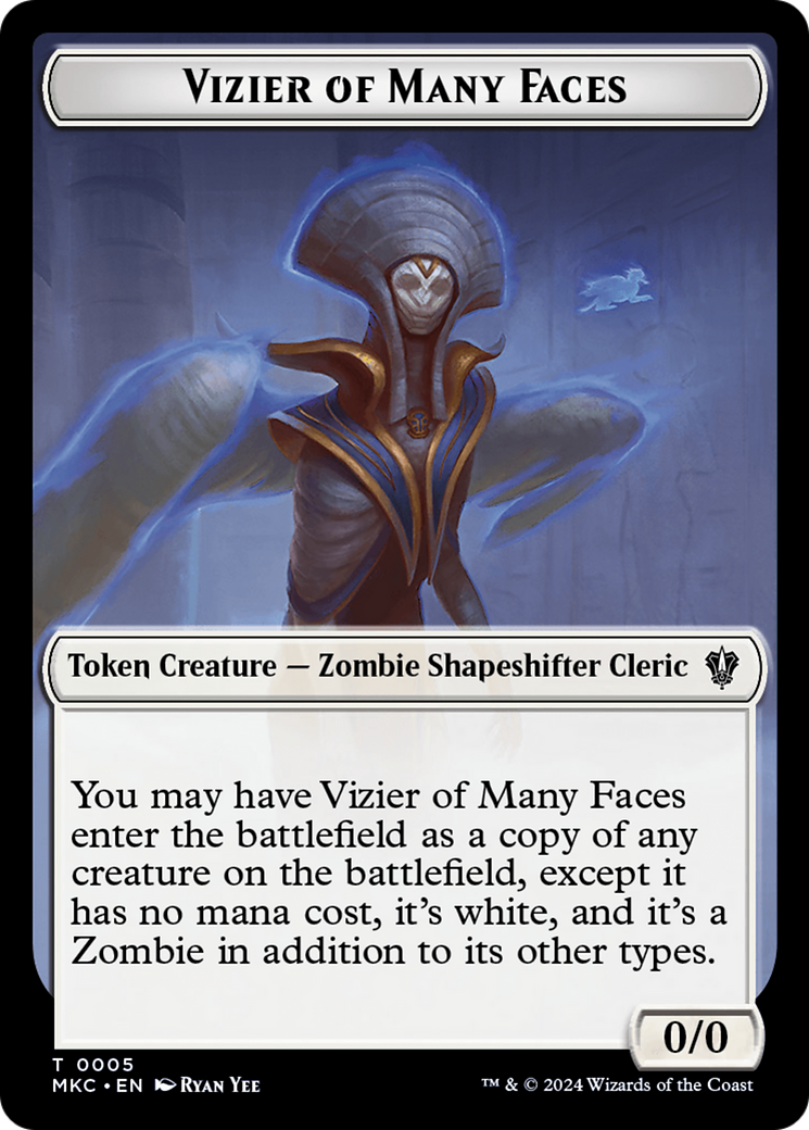 Vizier of Many Faces // Zombie Double-Sided Token [Murders at Karlov Manor Commander Tokens] | Gear Gaming Fayetteville