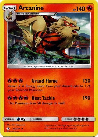 Arcanine (22/214) (Cosmos Holo) [Sun & Moon: Unbroken Bonds] | Gear Gaming Fayetteville