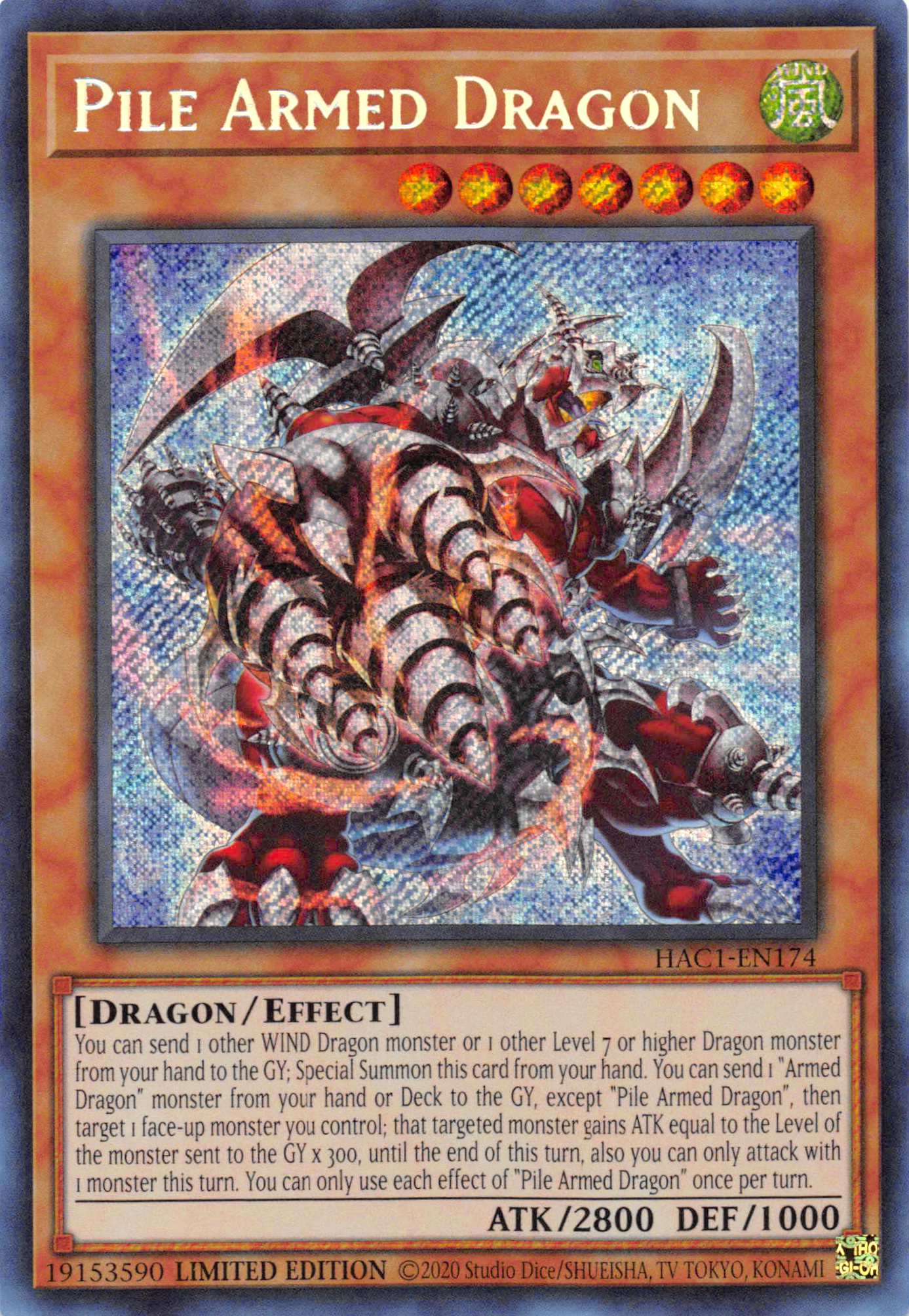 Pile Armed Dragon [HAC1-EN174] Secret Rare | Gear Gaming Fayetteville