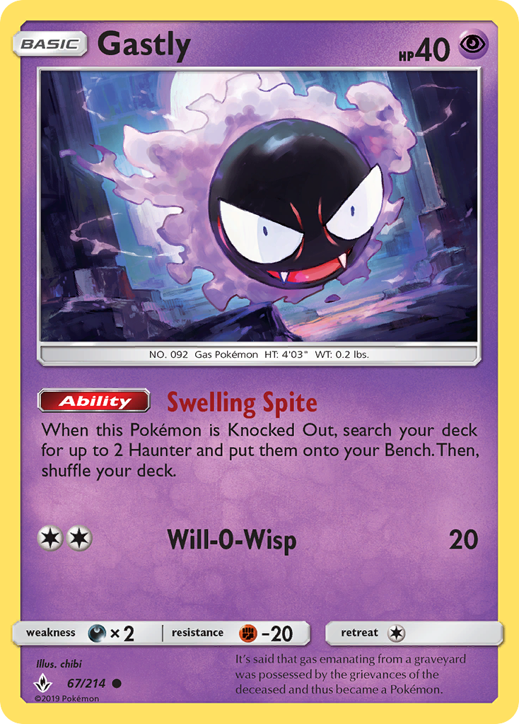 Gastly (67/214) [Sun & Moon: Unbroken Bonds] | Gear Gaming Fayetteville